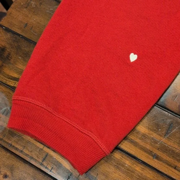 THE GREAT. Red Joggers with White Heart Accents - Picture 8 of 9